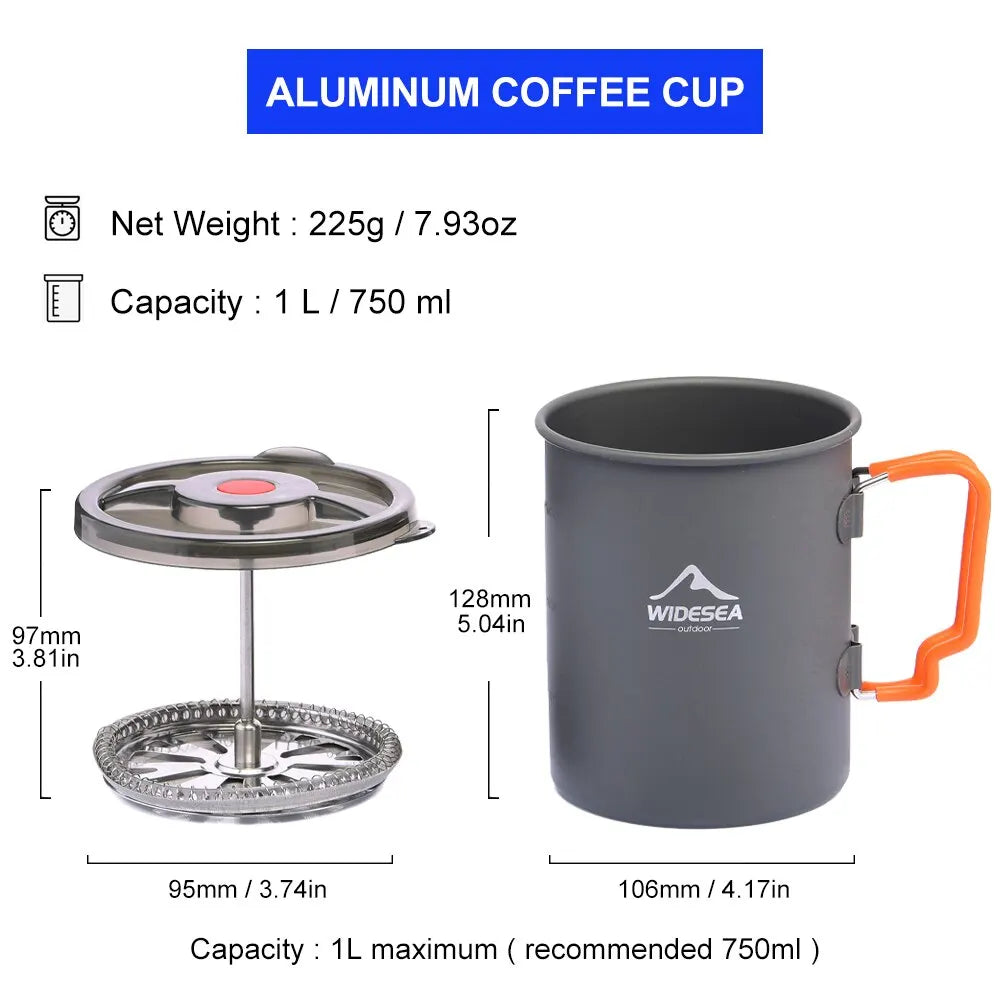 Camping Pot with French Press 750ml Grey Camp Cooking - Tophatter Daily Deals