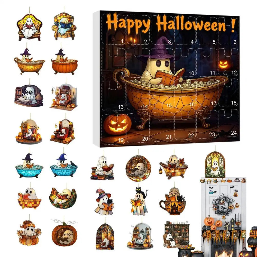 Halloween Advent Calendar 24 Days Ghost Pendant Decor B - Tophatter Daily Deals