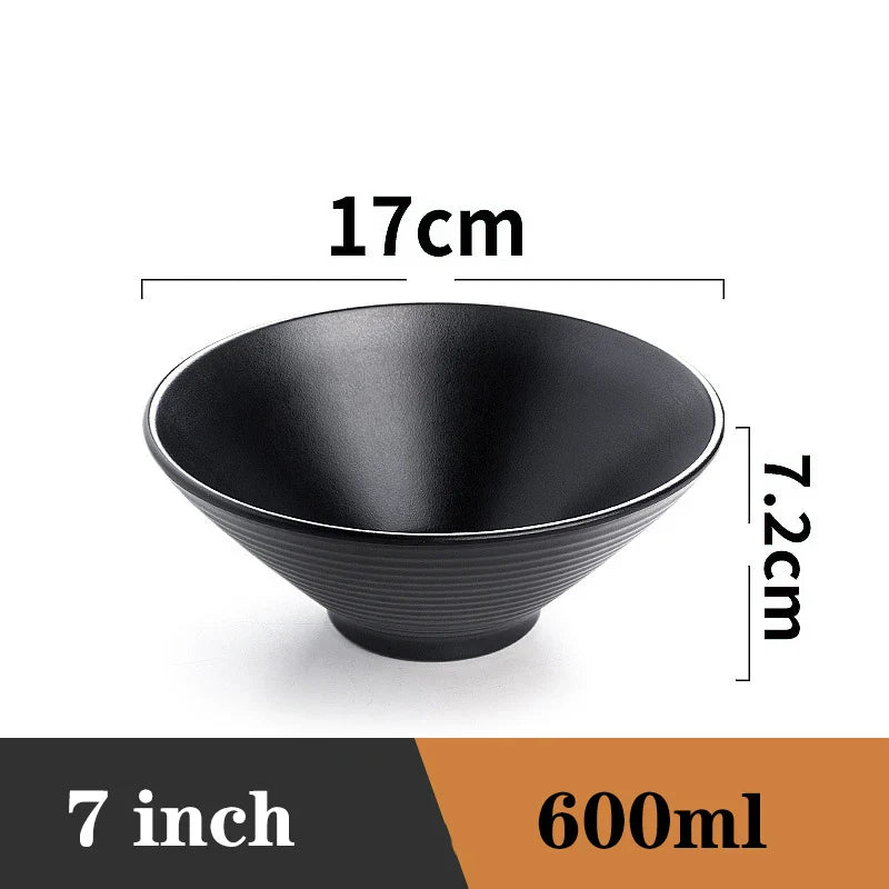 Ramen Bowl Black Plastic Japanese Style Noodle Bowl LJB007 7inch - Tophatter Daily Deals