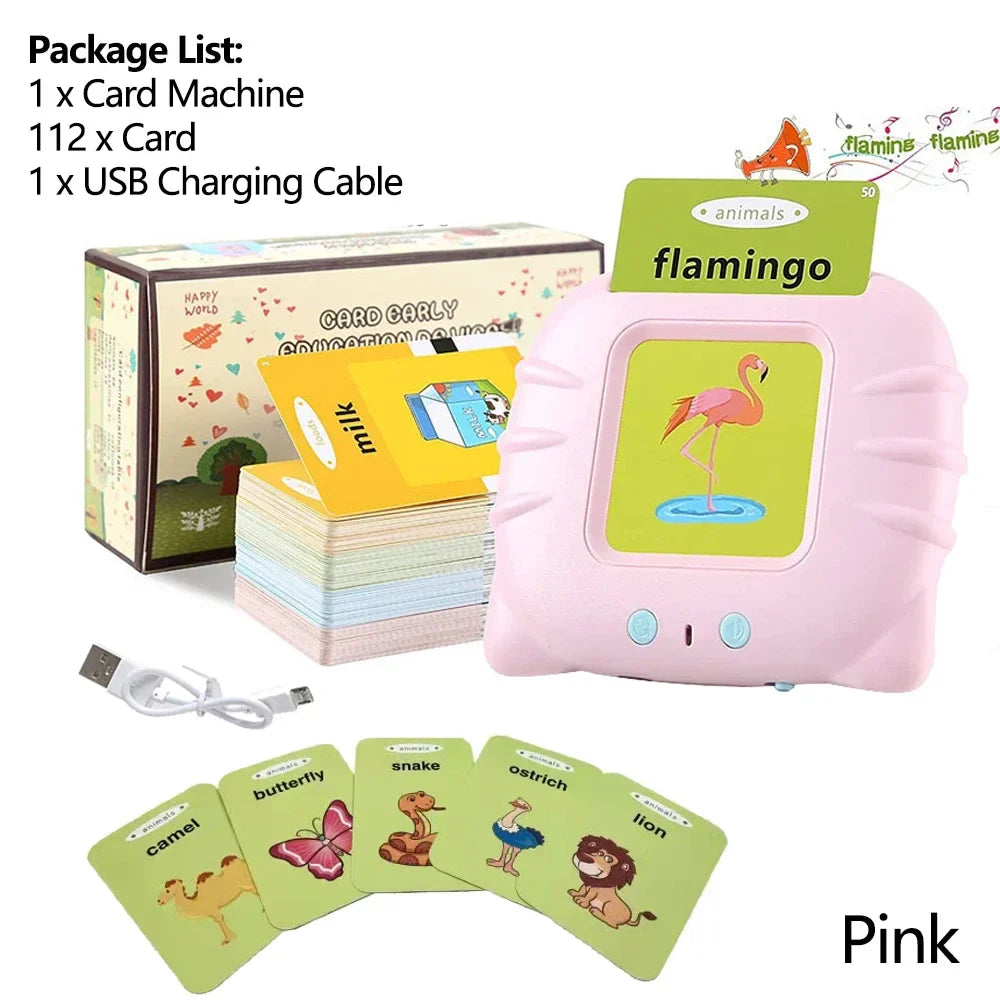 Interactive Educational Toy Flash Card Learning Machine for 2-6 Year Olds, Screen-Free Learning with Audio Function Pink Educational Toys - Tophatter Daily Deals