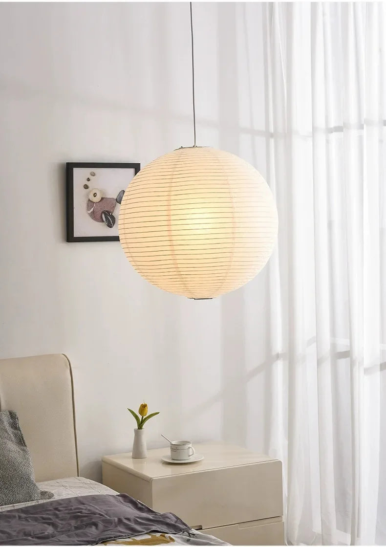 Japandi Wabi Sabi Round Pendant Light E27 LED Hanging Cozy Lamp - Tophatter Daily Deals