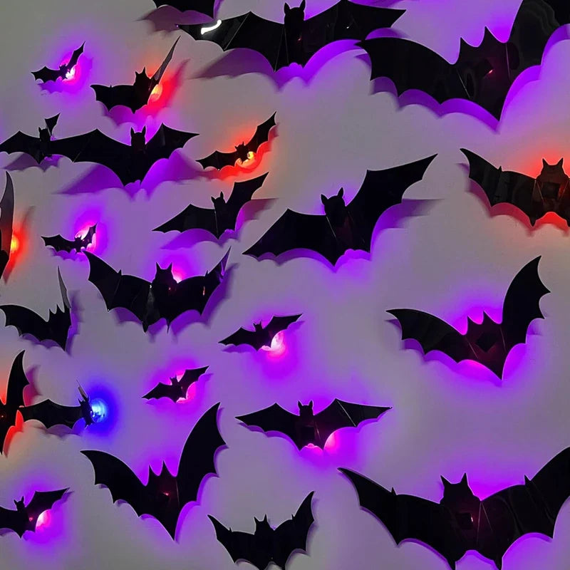 LED Bat Wall Stickers Green 3D Halloween Decor 2025 - Tophatter Daily Deals