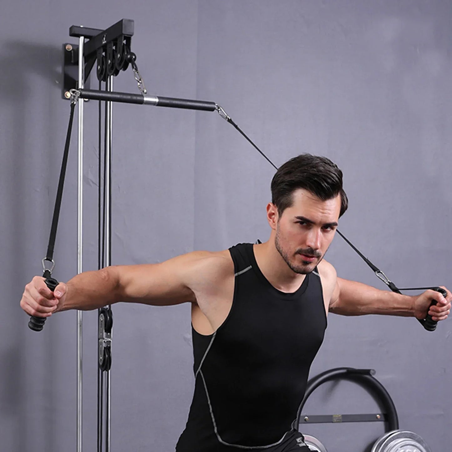 Tricep Rope Pulldown Attachment Black Fitness - Tophatter Daily Deals