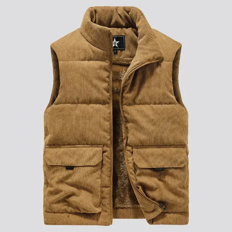 Insulating Mens Fleece Vest - Quilted Corduroy, Casual - Tophatter Daily Deals