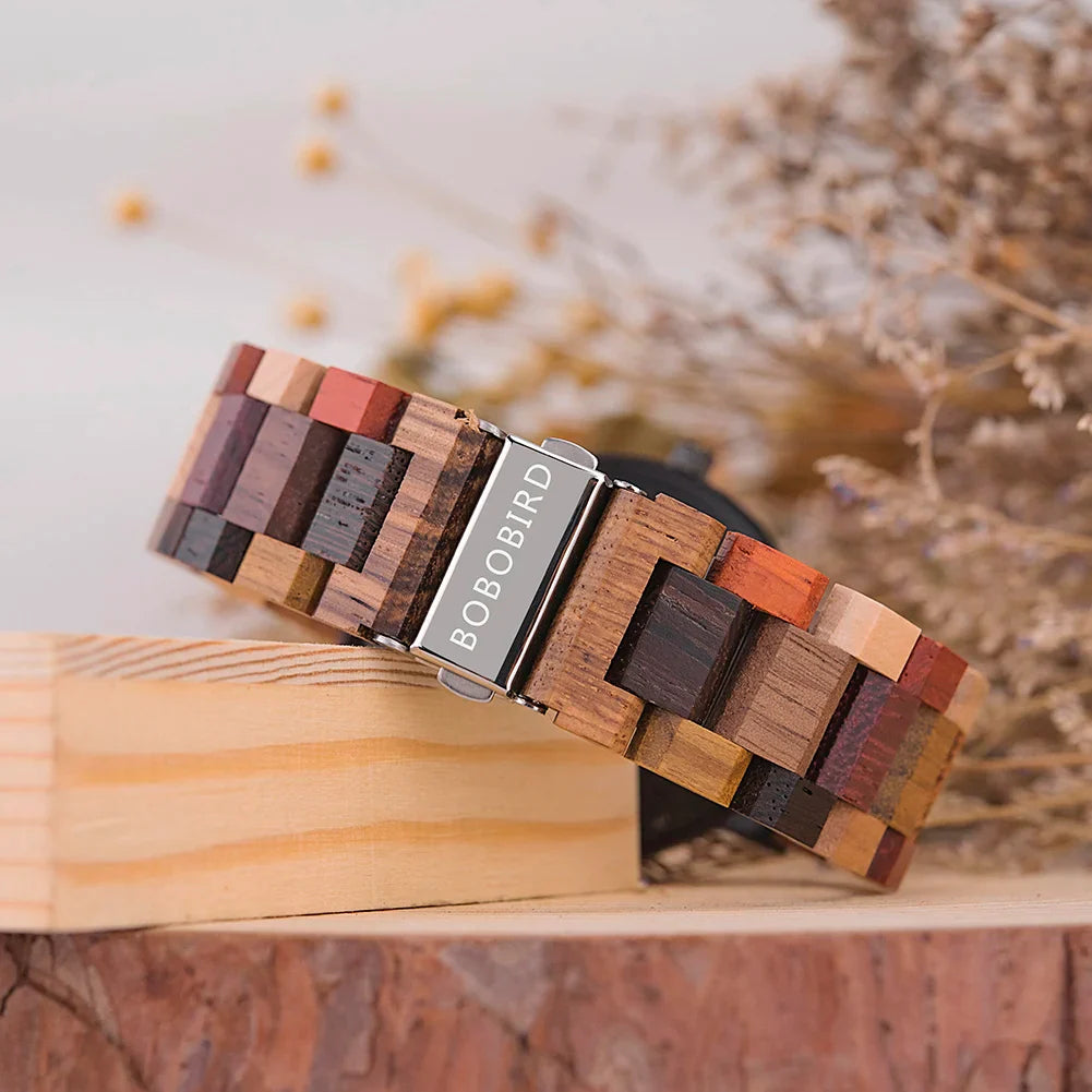 Wooden Couple Watches Handmade Quartz Date Unisex Display - Tophatter Daily Deals