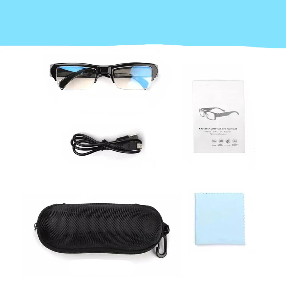 1080P Mini Camera Smart Glasses Portable Sports Glasses Black - Tophatter Daily Deals