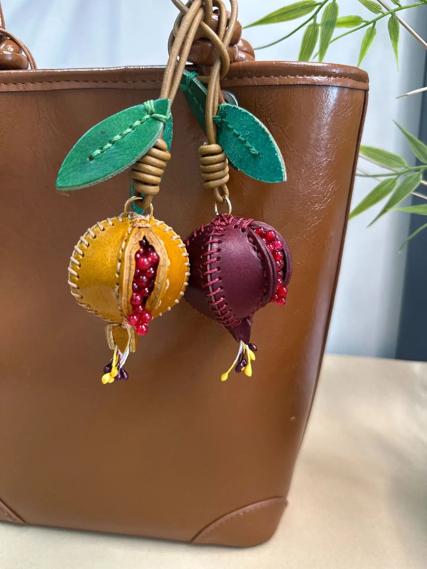 Pomegranate Leather Charm Keychain Bag And Car Decor - Tophatter Daily Deals
