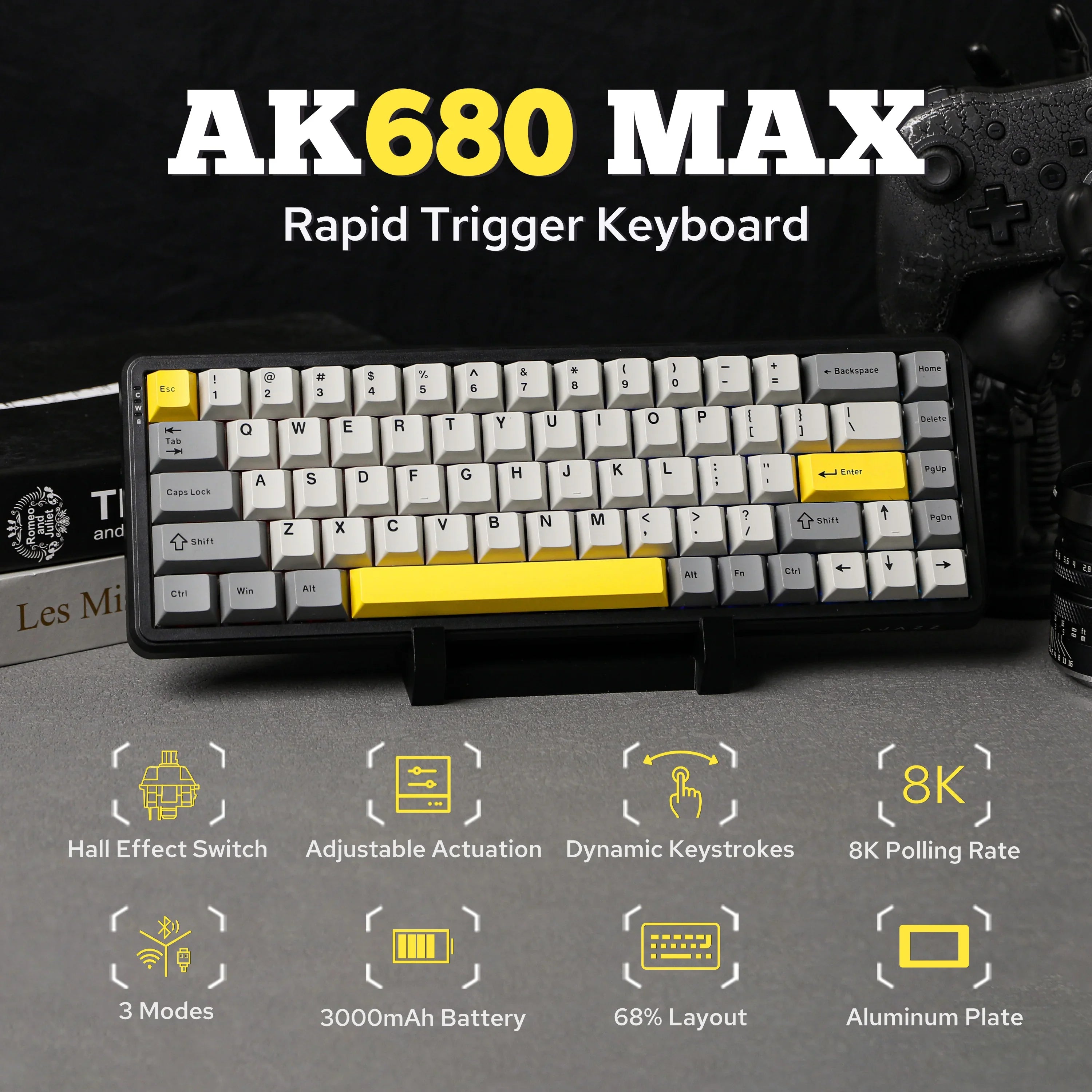 Mechanical Keyboard 68Key Wireless Bluetooth RGB Hall Effect - Tophatter Daily Deals