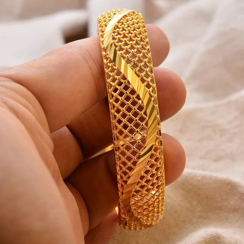 Gold Plated Bangles Luxury Arabic Wedding Bracelet - Tophatter Daily Deals