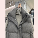 Warm Women's Puffer Vest - Boxy Quilted Polyester Winter - Tophatter Daily Deals