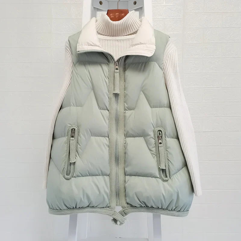 Lightweight Women’s Puffer Vest - Short Relaxed, Duck Down - Tophatter Daily Deals
