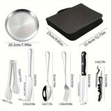 20-Piece Steel Outdoor Camping Cutlery Set Silver Camp Cooking - Tophatter Daily Deals