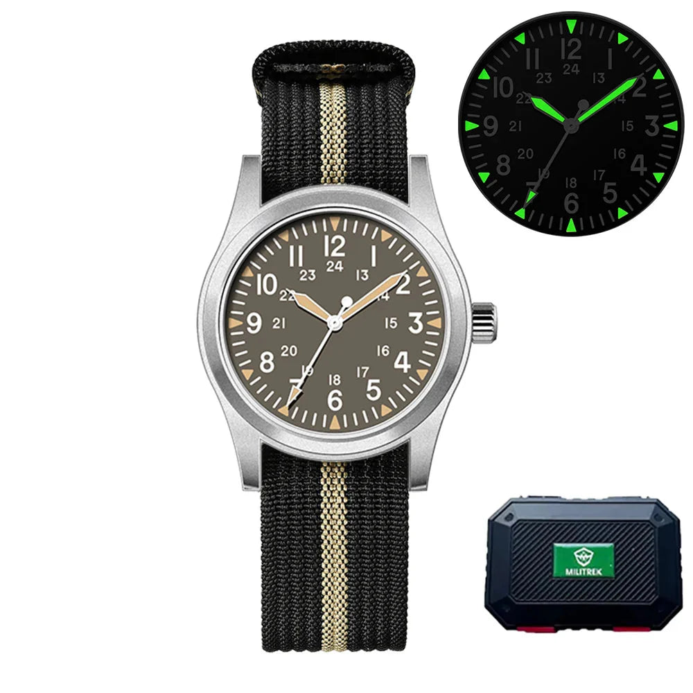 Military Quartz Field Watch 37mm Sapphire Fall 2025 Grey3 - Tophatter Daily Deals
