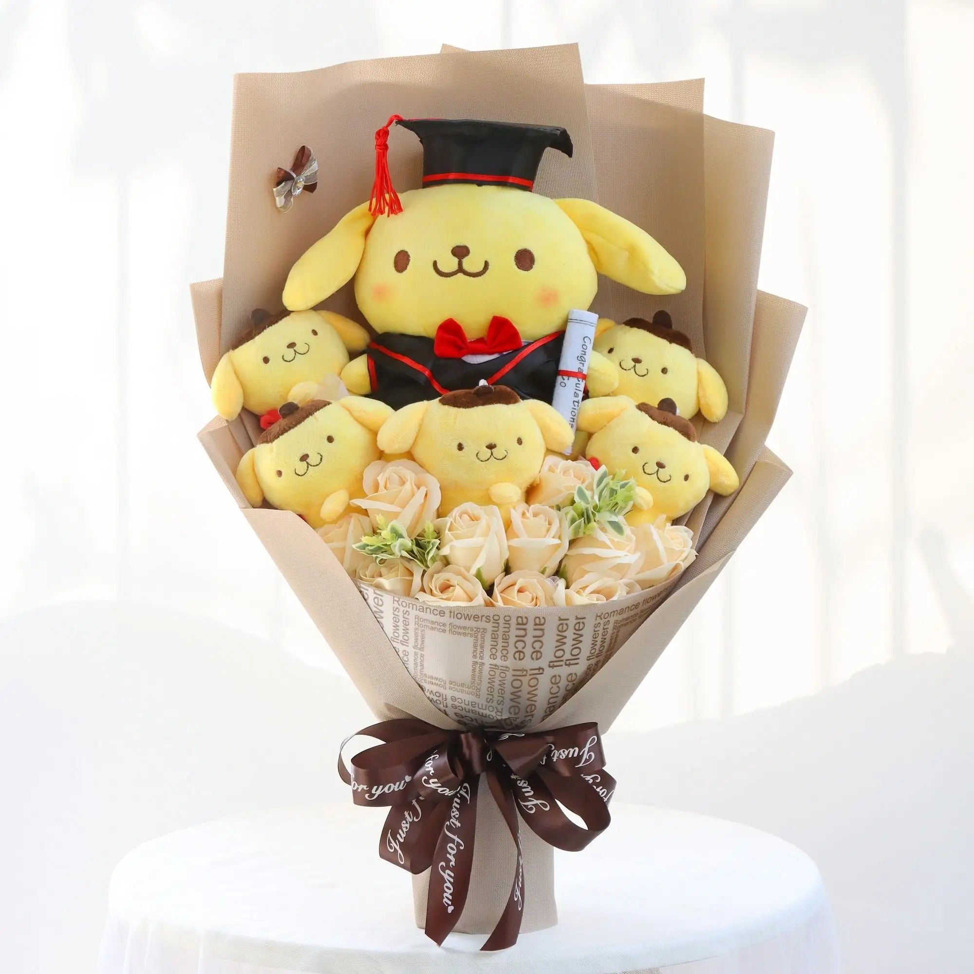 Sanrio Kawaii Plush Bouquet Cute Soft Stuffed Toys PomPomPurin Flowers - Tophatter Daily Deals