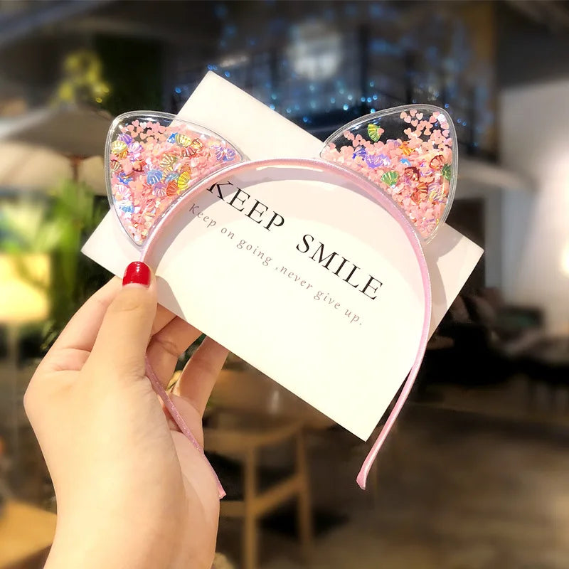 Glitter Sequins Cat Ear and Bow Headbands Multicoloured Mythical - Tophatter Daily Deals