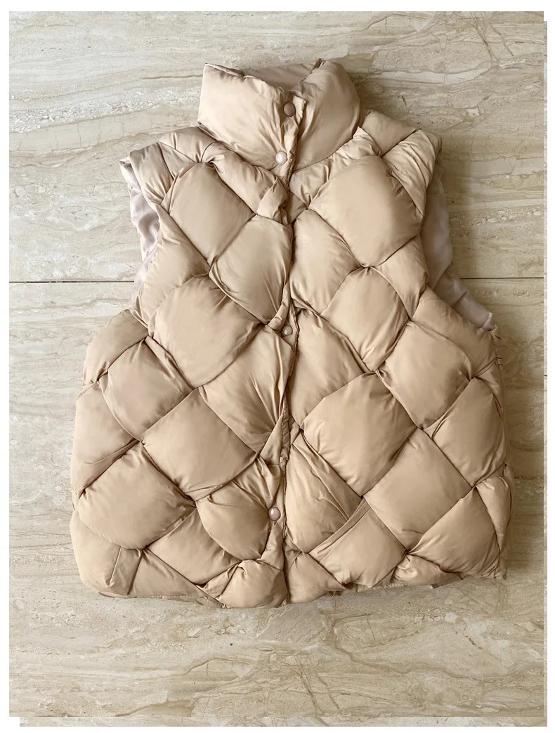 Insulating Women Puffer Vest - Boxy Quilt Polyfill Winter - Tophatter Daily Deals