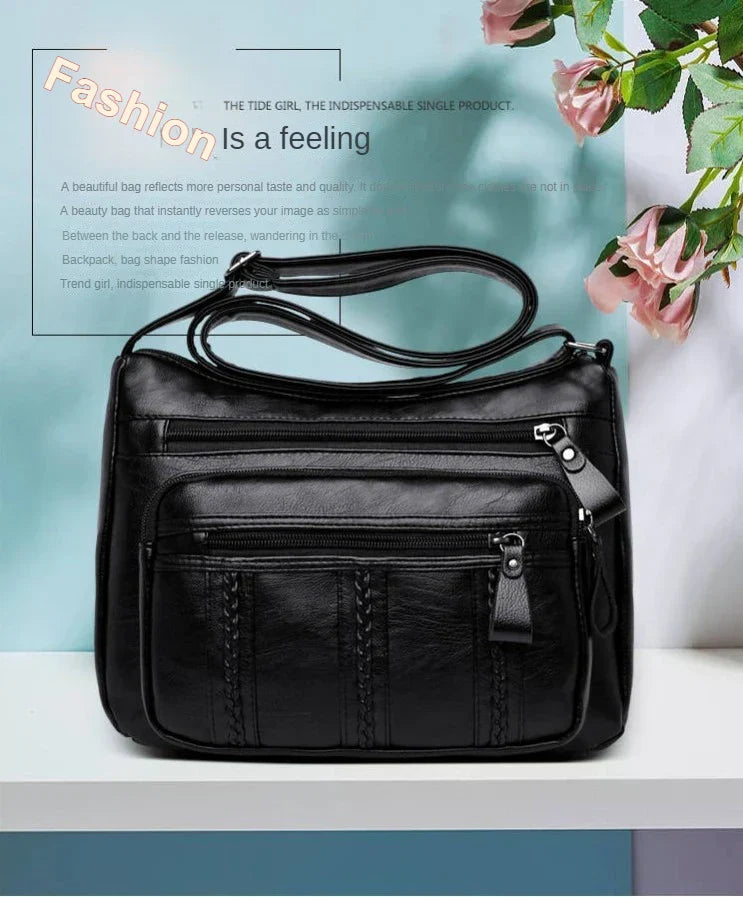 Women's Shoulder Crossbody Bag with Multilayered Soft Leather Apparel & Accessories > Handbags, Wallet's & Cases > Handbags > Shoulder Bags - Tophatter Daily Deals