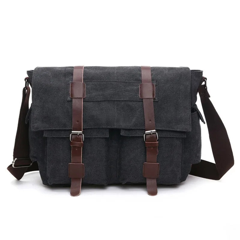 Men's Canvas Business Messenger Shoulder Bag (Black) Luggage & Bags > Messenger Bags - Tophatter Daily Deals