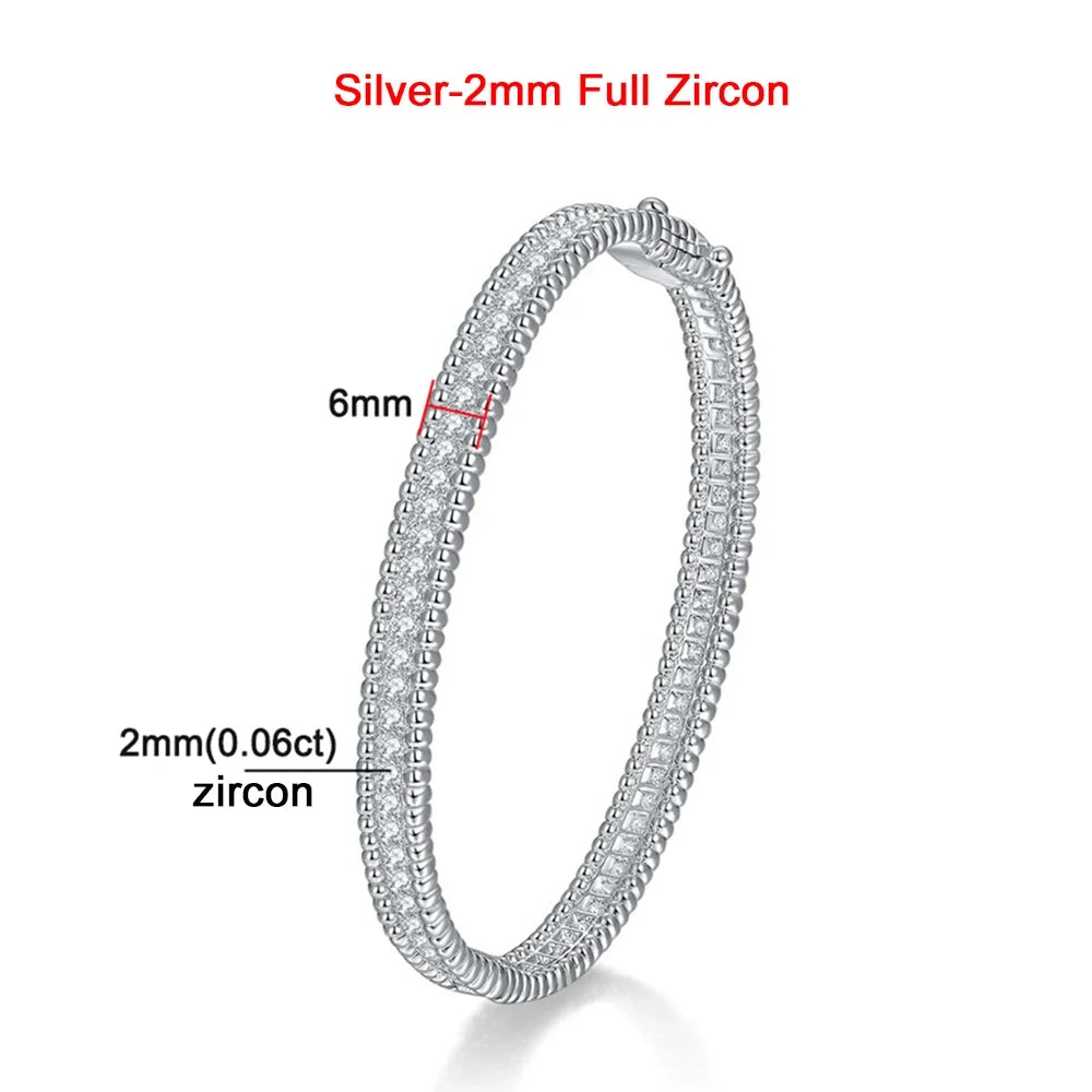 Moissanite 2mm Bracelet 18K Gold Plated Tennis Bangle Silver-Zircon - Tophatter Daily Deals