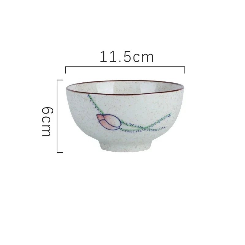 Ceramic 4.5 Inch Japanese Rice Bowl Retro Home Tableware E - Tophatter Daily Deals