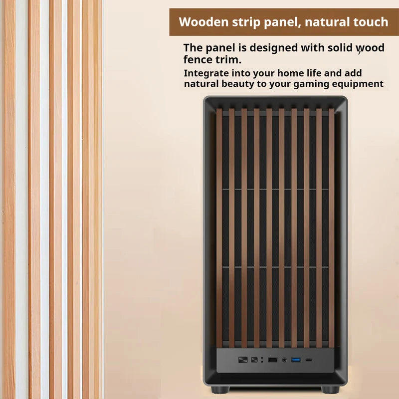 MATX PC Case Wooden Panel Tempered Glass Type C Port - Tophatter Daily Deals