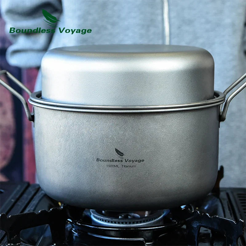 Titanium Camping Cookware Set Grey Camp Cooking - Tophatter Daily Deals