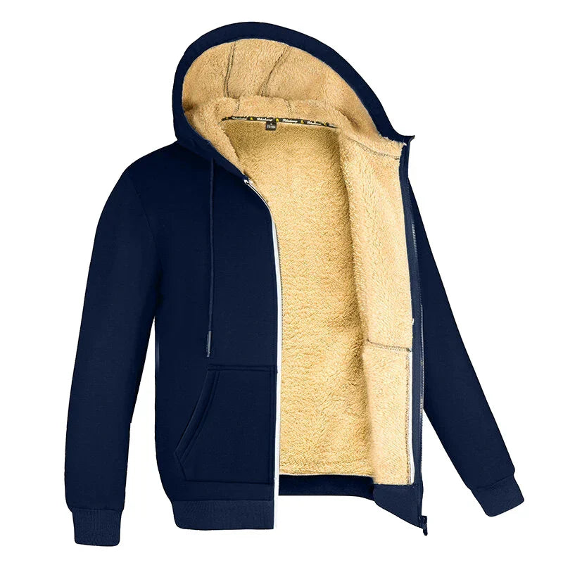 Winter Hooded Fleece Jacket Zipper Coat Unisex (Navy Blue) Apparel & Accessories > Clothing > Outerwear > Coats & Jackets - Tophatter Daily Deals