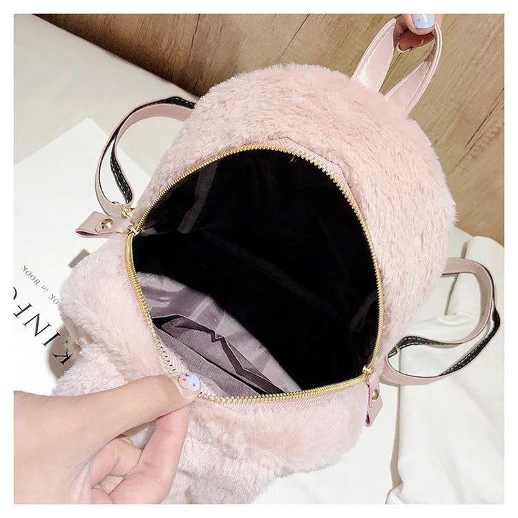 Faux Fur Mini Rabbit Ear Backpack Animals - Tophatter Daily Deals