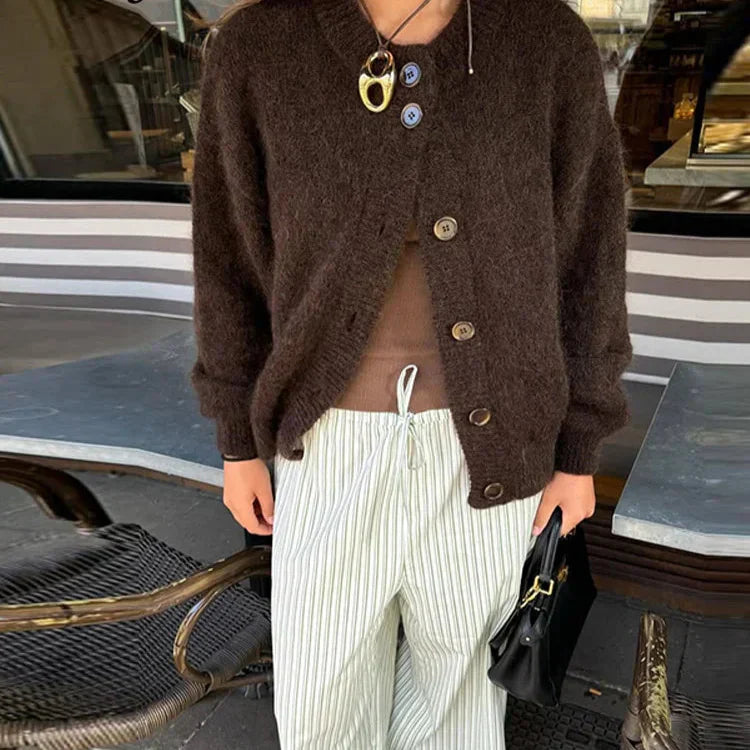 Warm Women’s Button-Up Cardigan - Waist Length Wool Mohair - Tophatter Daily Deals