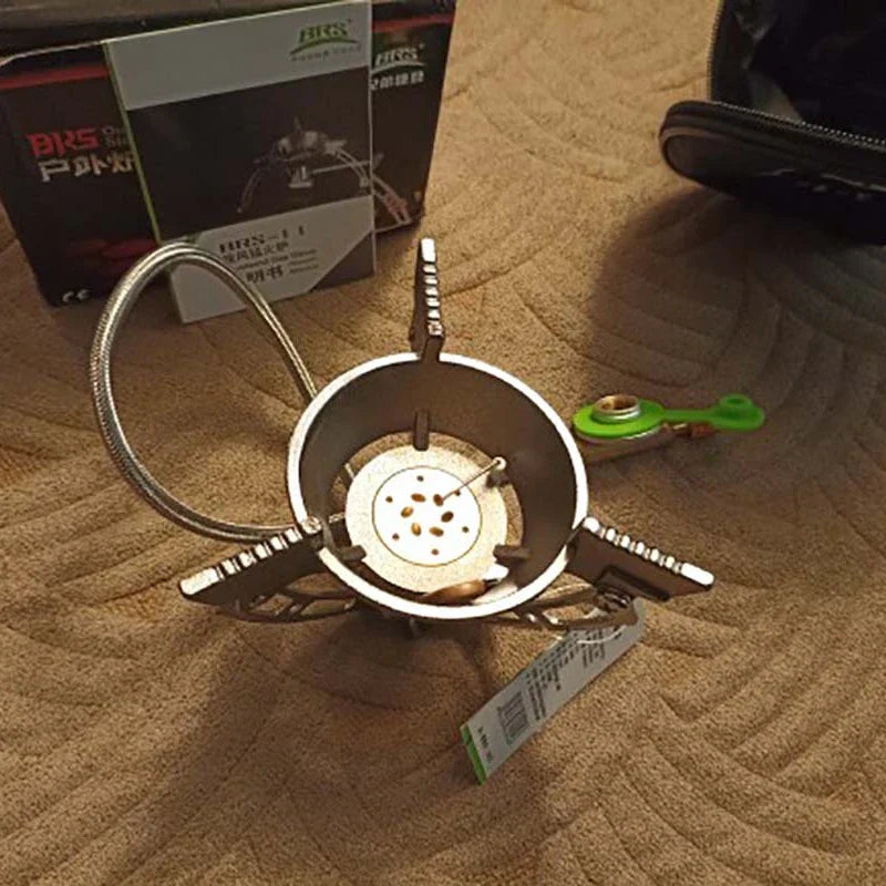 Windproof Camping Gas Stove with Piezo Ignition Grey Camp Cooking - Tophatter Daily Deals