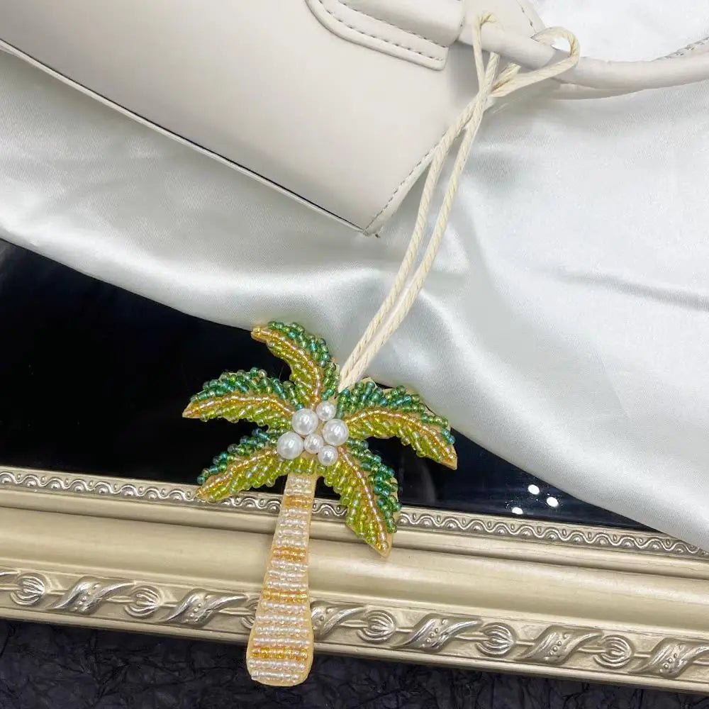 Coconut Tree Sequin Patch Keyring Bag Pendant Handmade - Tophatter Daily Deals