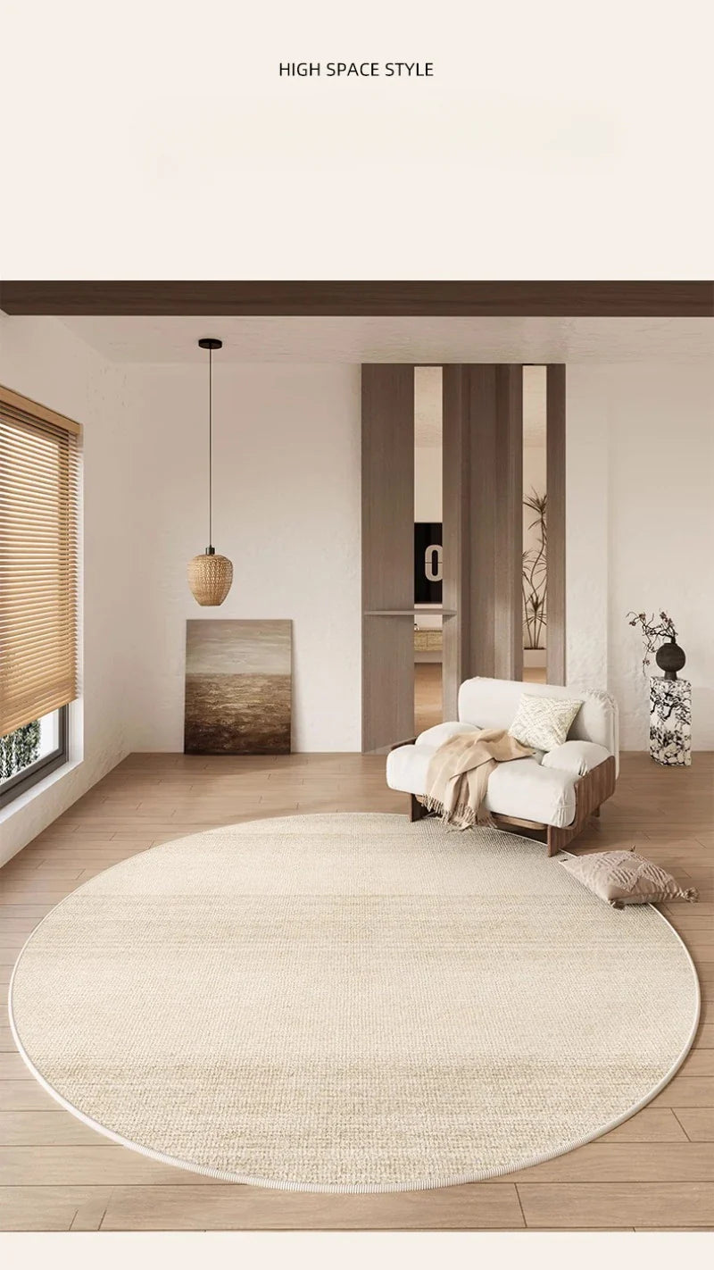 Round Rug Cream Wabi Sabi Luxury Non Slip Waterproof - Tophatter Daily Deals