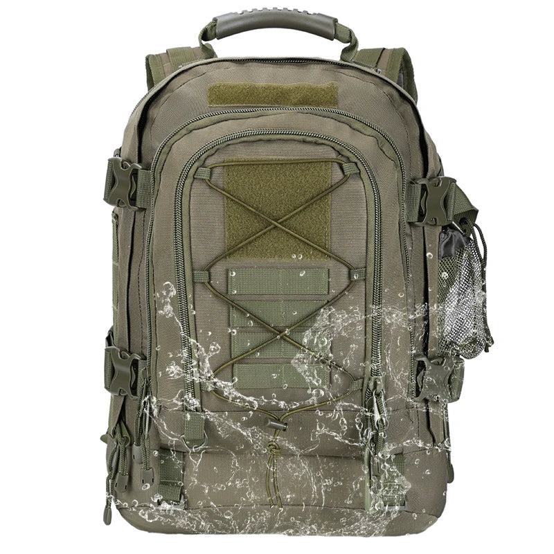 60L Expandable Tactical Backpack Molle Green Backpacks - Tophatter Daily Deals