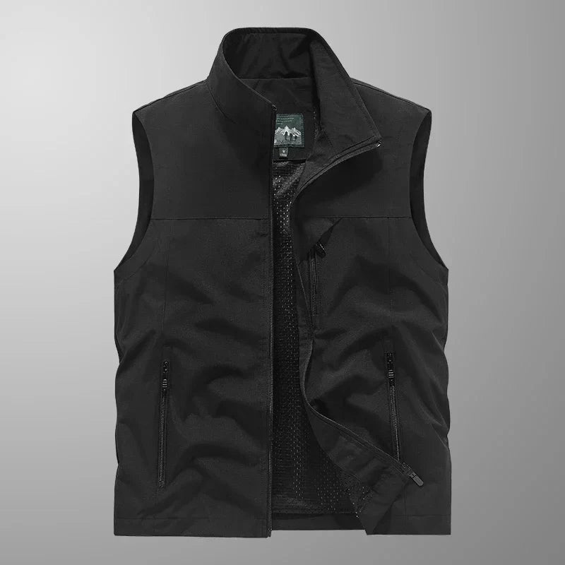 Waterproof Versatile Mens Vest - Sleeveless Polyester Black - Tophatter Daily Deals