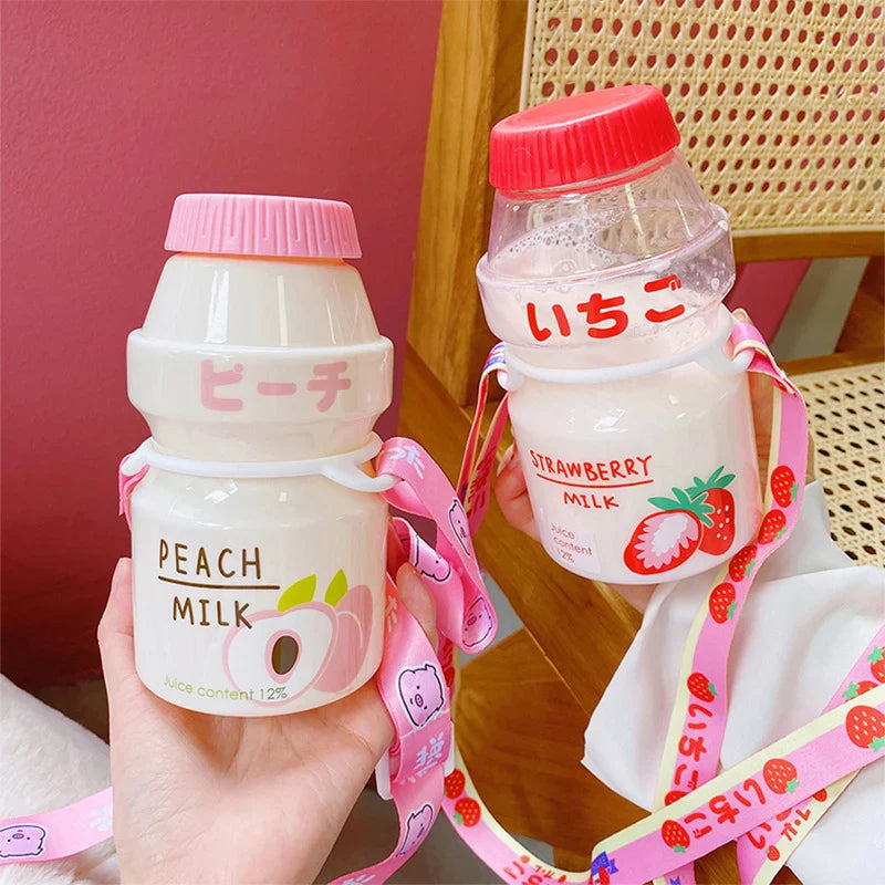 Milk Carton Shaped Water Bottle 480ml Pink, Red, Yellow, Green Food - Tophatter Daily Deals