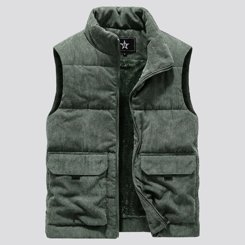 Insulating Mens Fleece Vest - Quilted Corduroy, Casual - Tophatter Daily Deals
