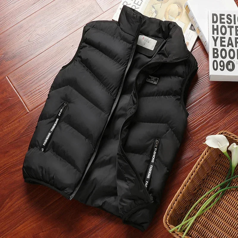 Warm Men’s Puffer Vest - Short Quilted, Polyester, Winter - Tophatter Daily Deals