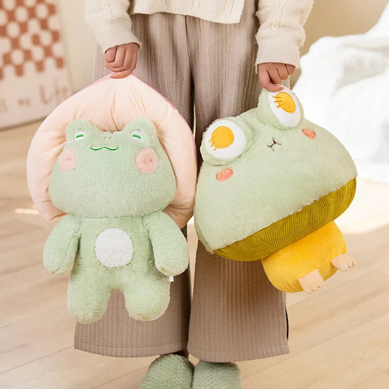 Soft Frog Plushie Stuffed Kawaii Animals Red Mushroom Hat Frogs Animals - Tophatter Daily Deals