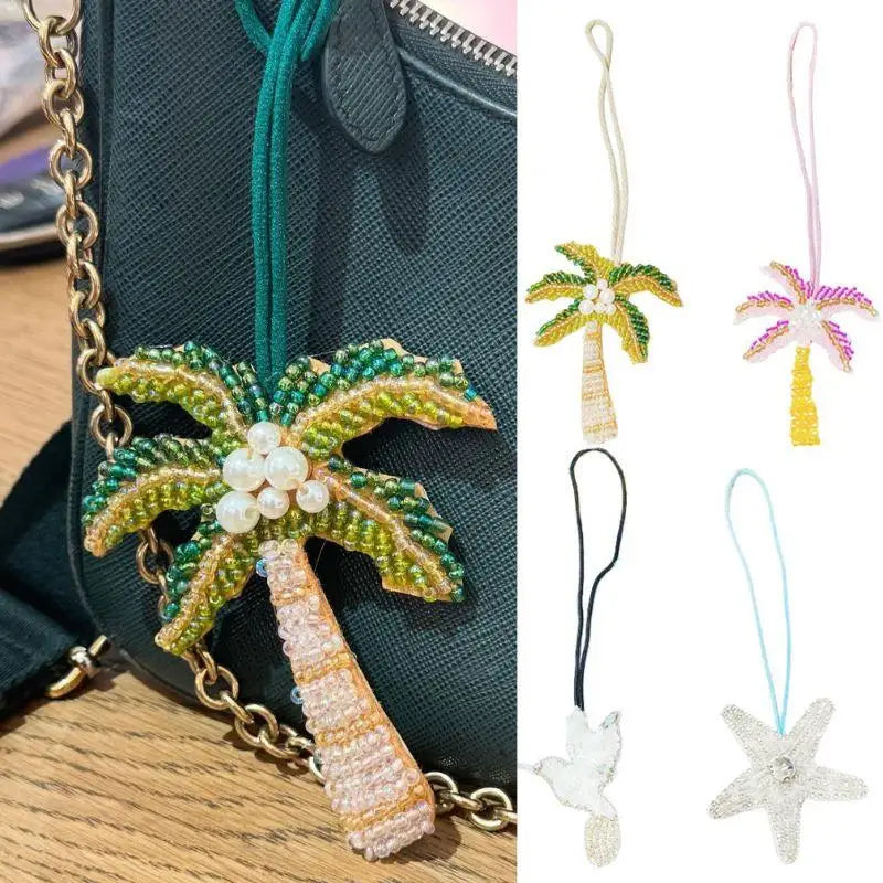 Coconut Tree Sequin Patch Keyring Bag Pendant Handmade - Tophatter Daily Deals