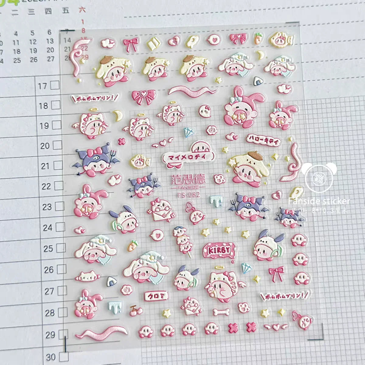 Kirby Waterproof Embossed Decorative Stickers Anime - Tophatter Daily Deals