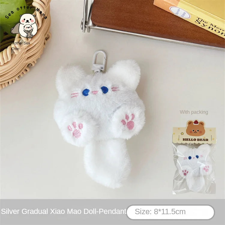 Plush Cat Keychain Cute Rabbit Fur Bag Charm Gift Decor Kitten pendant 3 - Tophatter Daily Deals