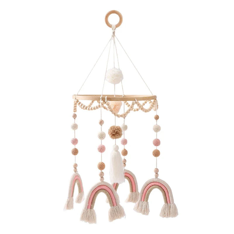 Wooden Rabbit Crib Mobile Newborn Sensory Toys Soft bed bell 13 - Tophatter Daily Deals