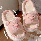 Pink Soft Cute Piggy Pattern Design Comfortable Home Slippers Slides Pig Animals - Tophatter Daily Deals