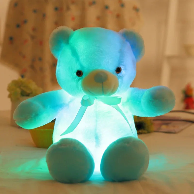 Light-Up LED Glowing Teddy Bear Stuffed Animal Plush Toy Blue Animals - Tophatter Daily Deals