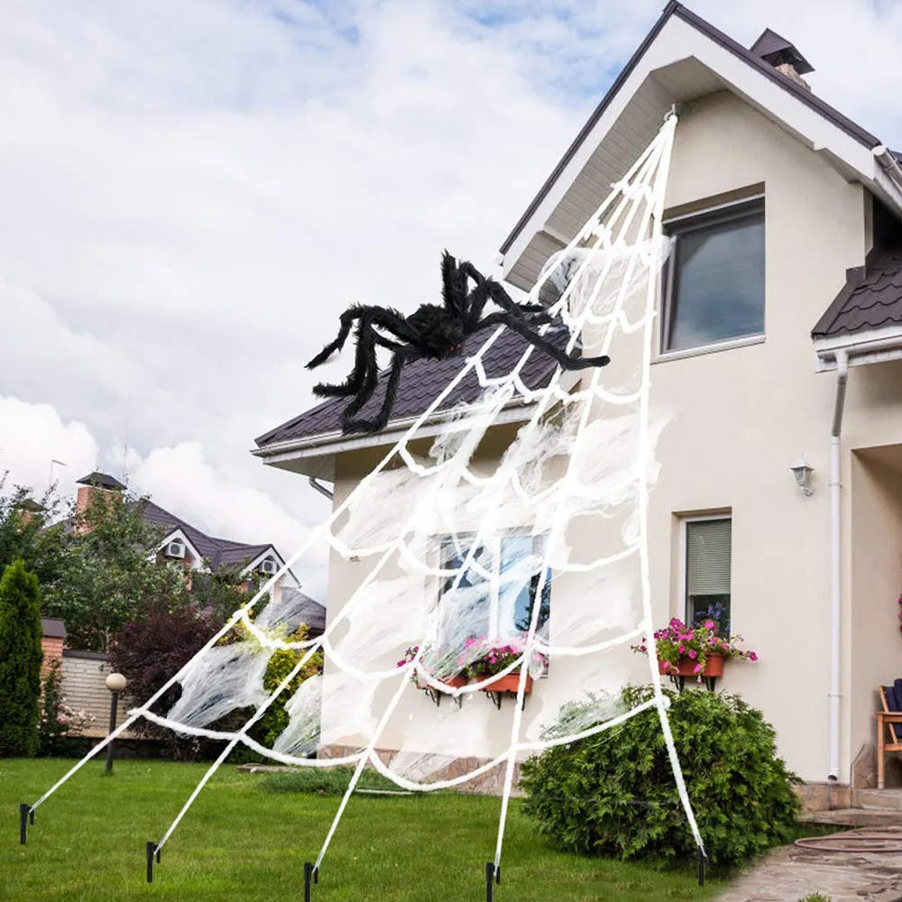 Halloween Spider Web Triangle Lawn Decor 2025 Haunted Prop - Tophatter Daily Deals