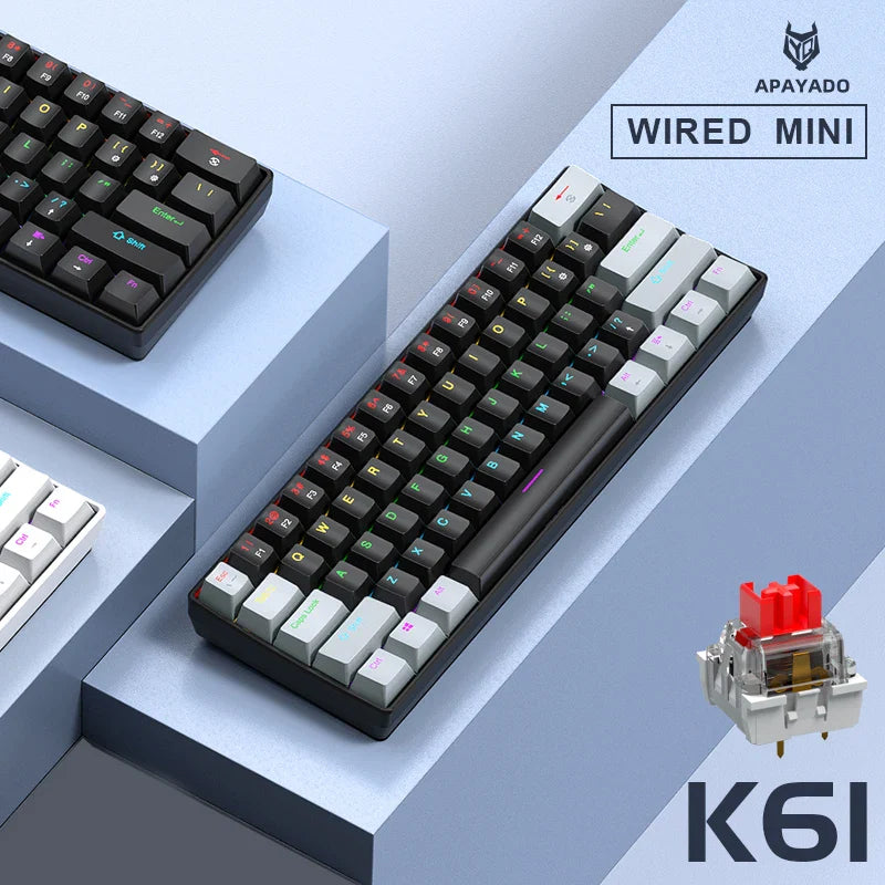 60 Percent Mechanical Mini Keyboard Wired RGB Portable - Tophatter Daily Deals