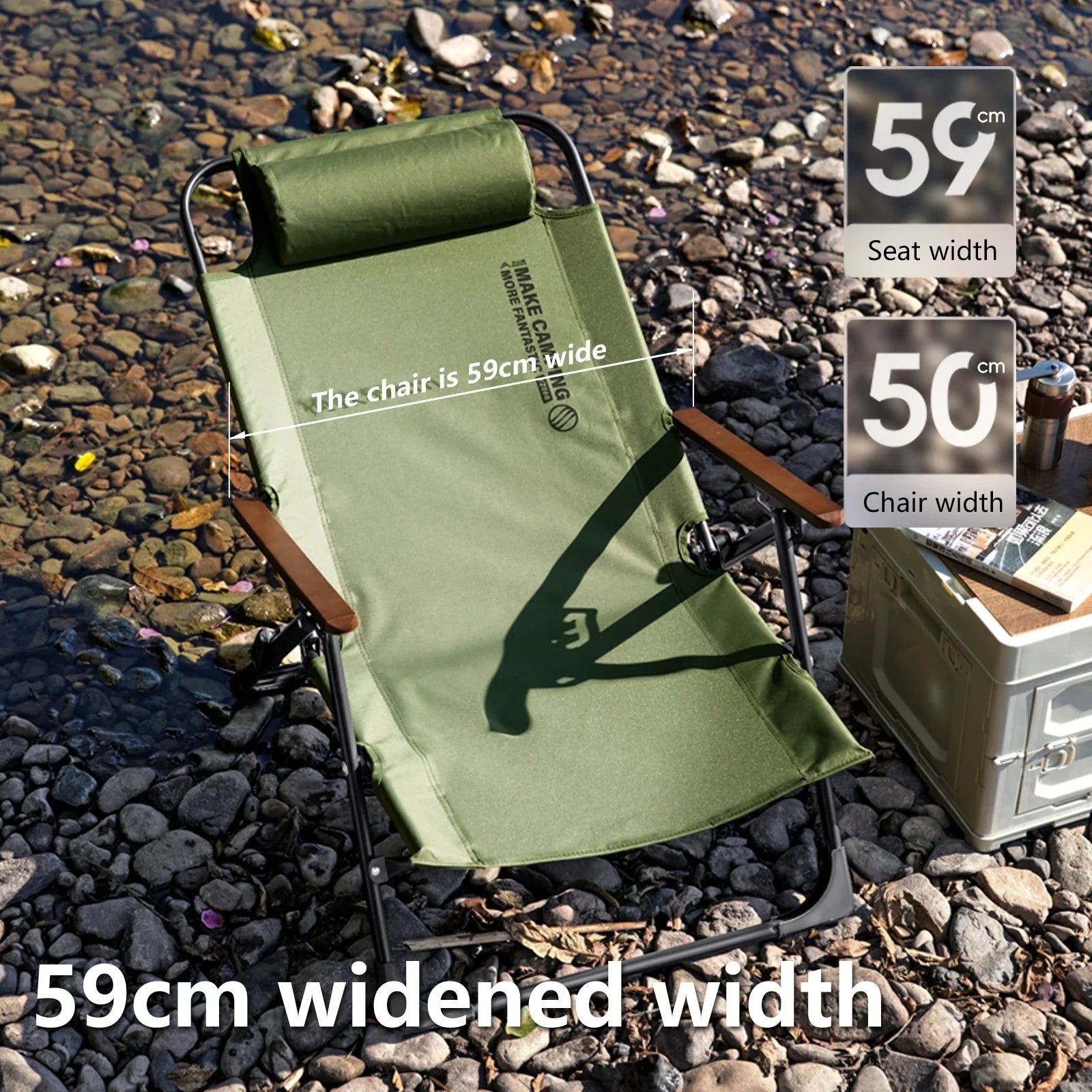 Camping Folding Chair with Detachable Pillow Green Camp Furniture - Tophatter Daily Deals