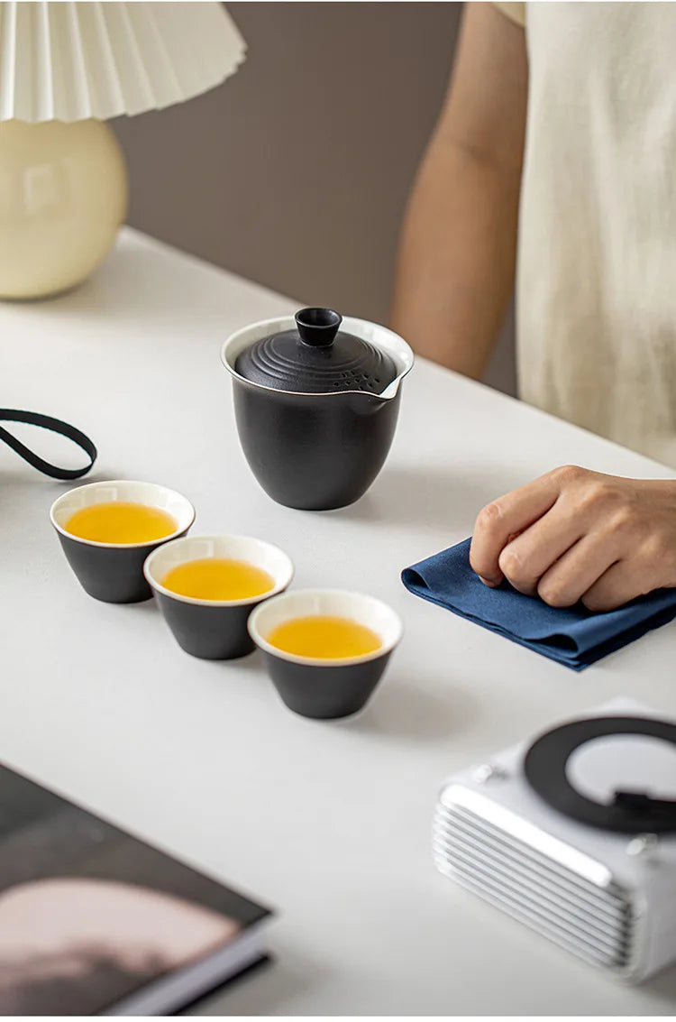 Portable Ceramic Travel Tea Set With Case Gift Kit - Tophatter Daily Deals