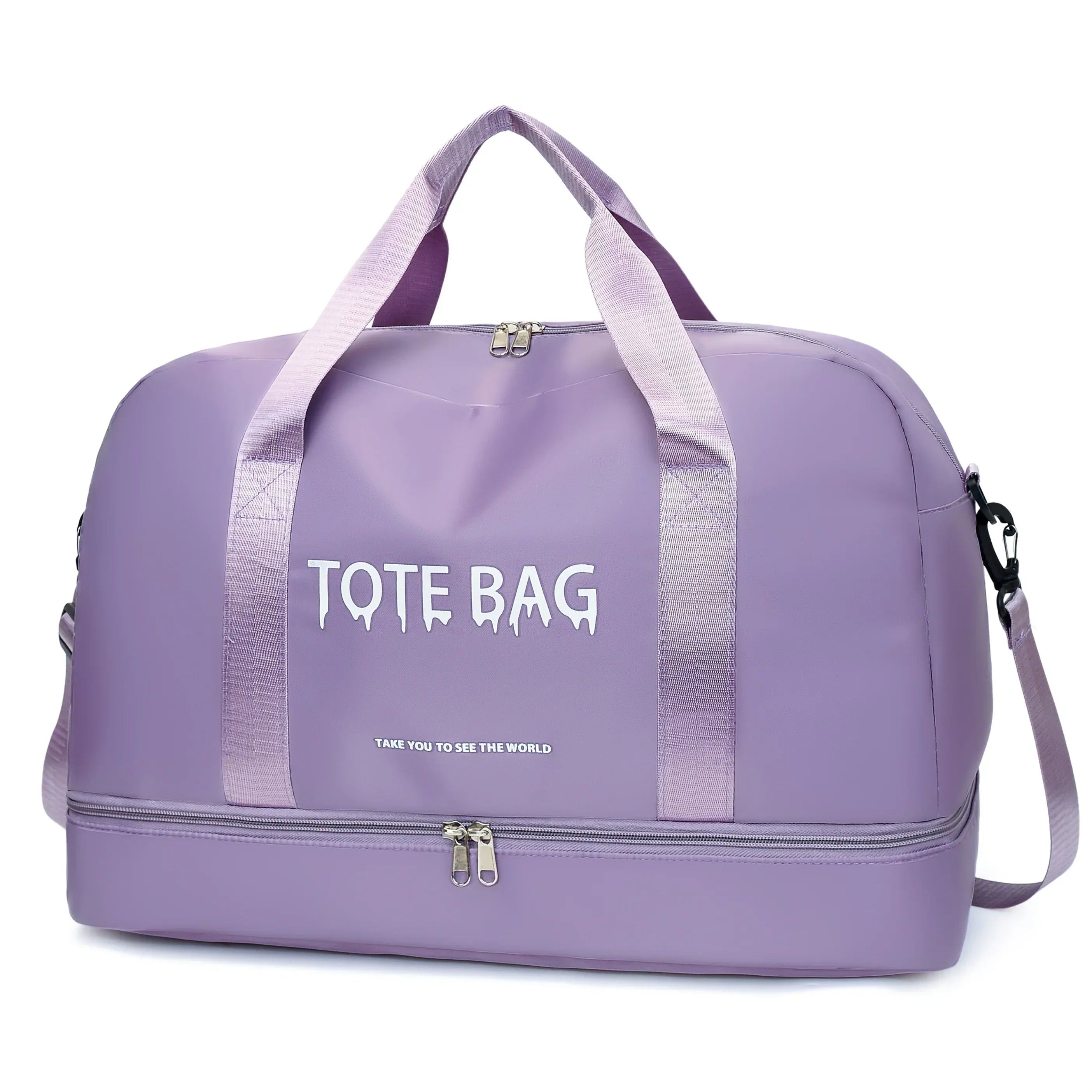 Travel Duffle Bag with Shoe Compartment & Strap (Purple) Luggage & Bags > Duffel Bags - Tophatter Daily Deals