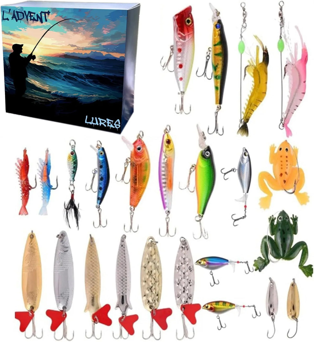 Fishing Advent Calendar 24-Day Christmas Countdown Kit AS Show 2 - Tophatter Daily Deals